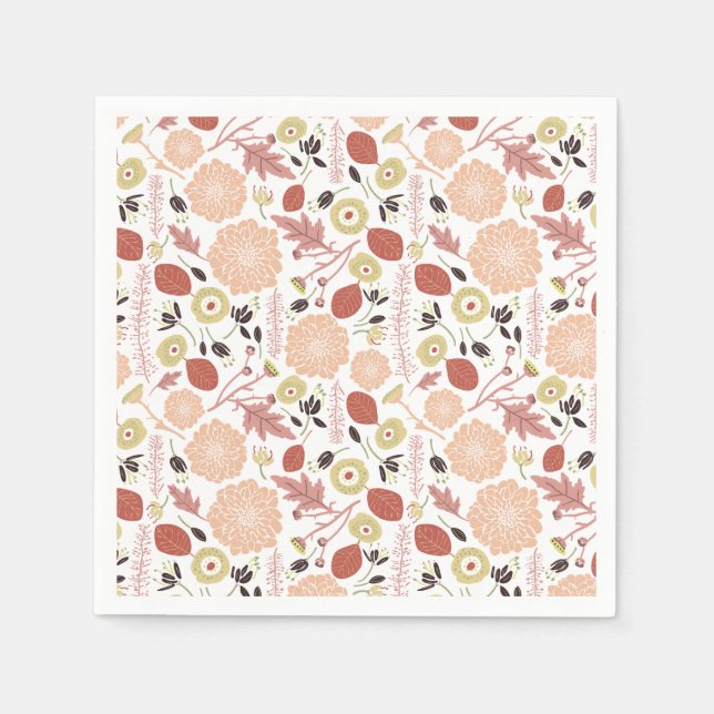 Blume Peach Green Botanic Serviette (Vorderseite)