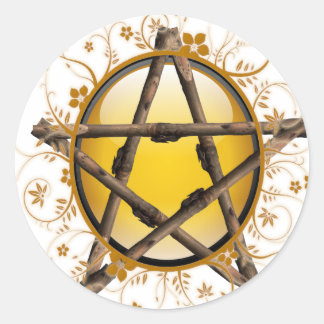 Blume Pentagram Runder Aufkleber