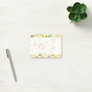 Blume, Petale, Blätter - Rot-Rosa Gelb Post-it Klebezettel