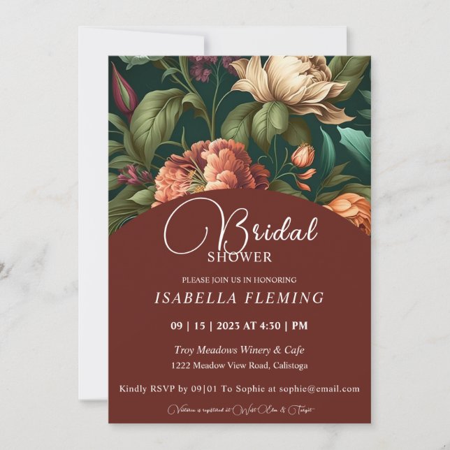 Blume Petals Bridal Dusche Einladung (Vorderseite)