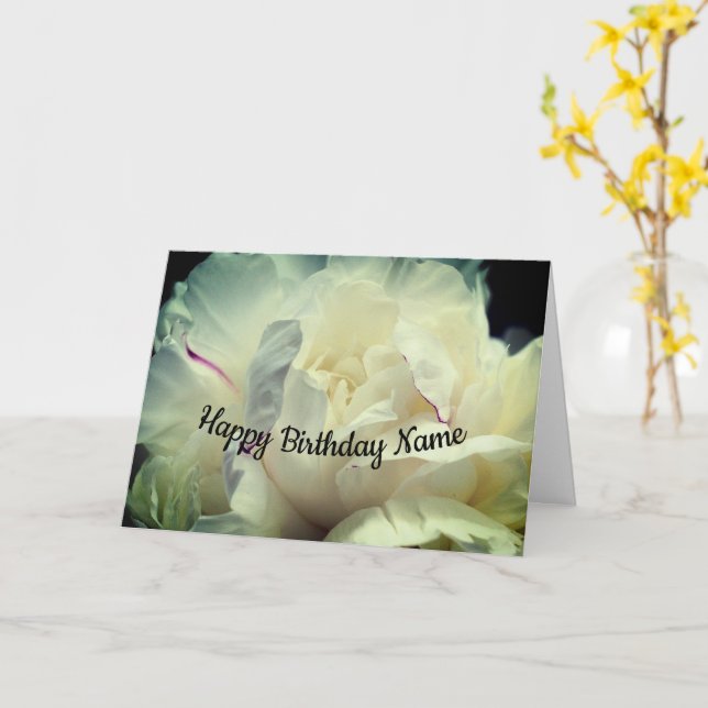 Blume Petals von White Peony Personalisiert Geburt Karte (Gelbe Blume)