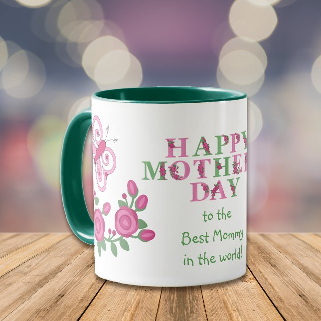 Blume Pink Butterfly Beste Mommy Tasse (Von Creator hochgeladen)