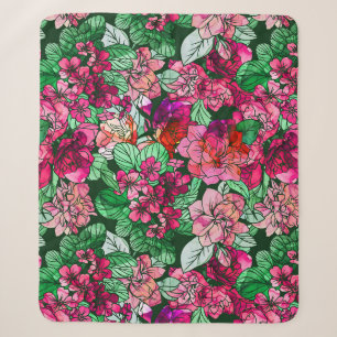 Blume Pink Garden Floral Muster Sherpadecke