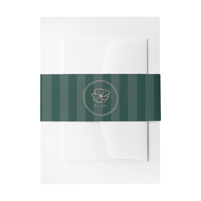 Blume Pink Green Stripe Hochzeit Einladungsbanderole (Vorderseite Beispiel)
