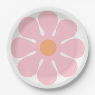 Blume Pink Groovy Geburtstag Retro Party Pappteller