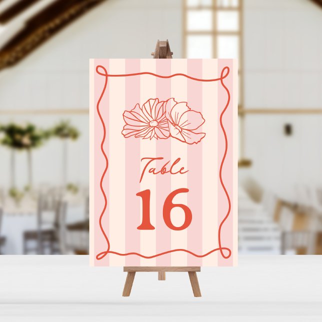 Blume Pink Stripe Wedding Einladung (Von Creator hochgeladen)