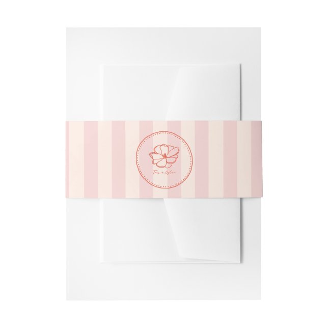 Blume Pink Tropical Stripe Wedding Einladungsbanderole (Vorderseite Beispiel)