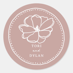Blume Pink Wedding Runder Aufkleber