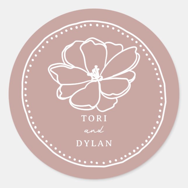 Blume Pink Wedding Runder Aufkleber (Vorderseite)