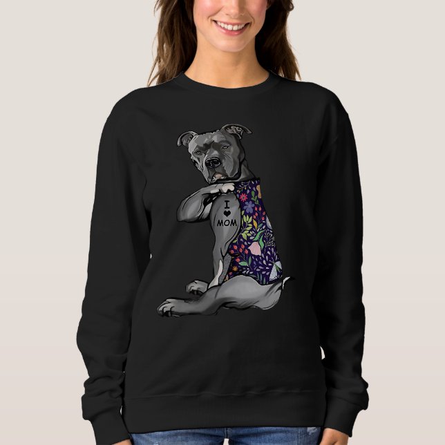 Blume Pitbull I Liebe Mama Pitbull Sweatshirt (Vorderseite)