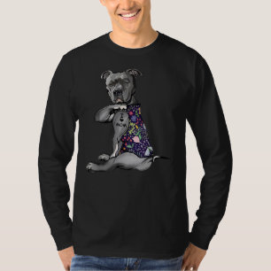 Blume Pitbull I Liebe Mama Pitbull Tattoo Mütter D T-Shirt