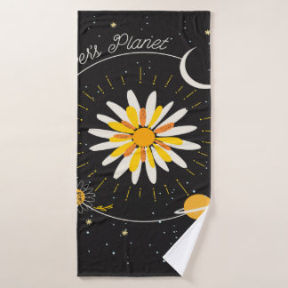 Blume planen Sonne und Mondgrafik Badehandtuch