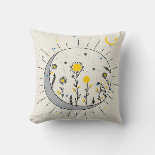 Blume planen Sonne und Mondgrafik Kissen