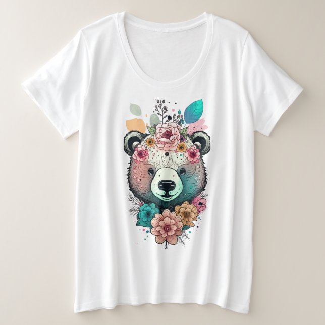 Blume Plus Größe T - Shirt (Design vorne)