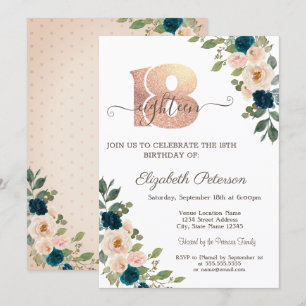 Blume Polka Dots 18. Geburtstag Einladung