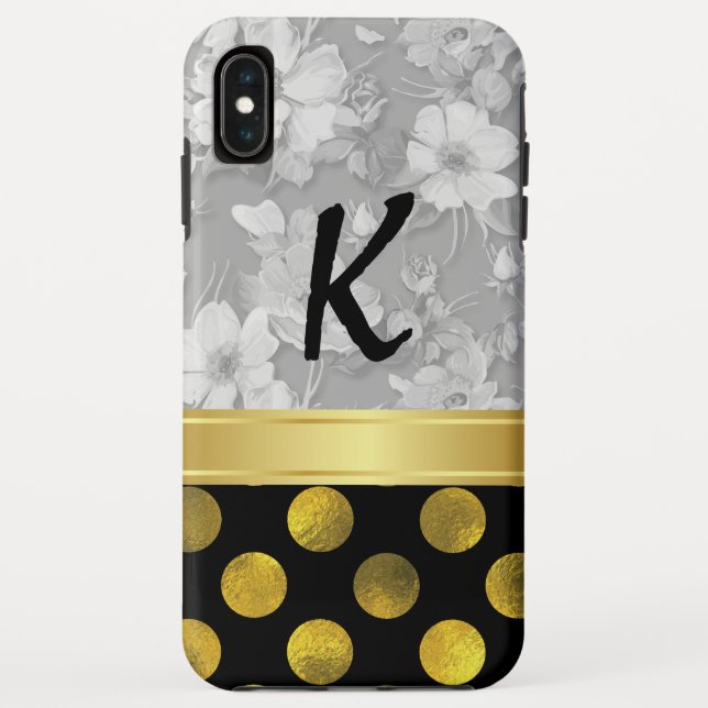 Blume Polka Dots Muster mit Monogramm Case-Mate iPhone Hülle (Rückseite)