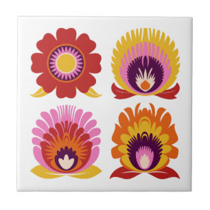 Blume Polnischer Folklore Fliese
