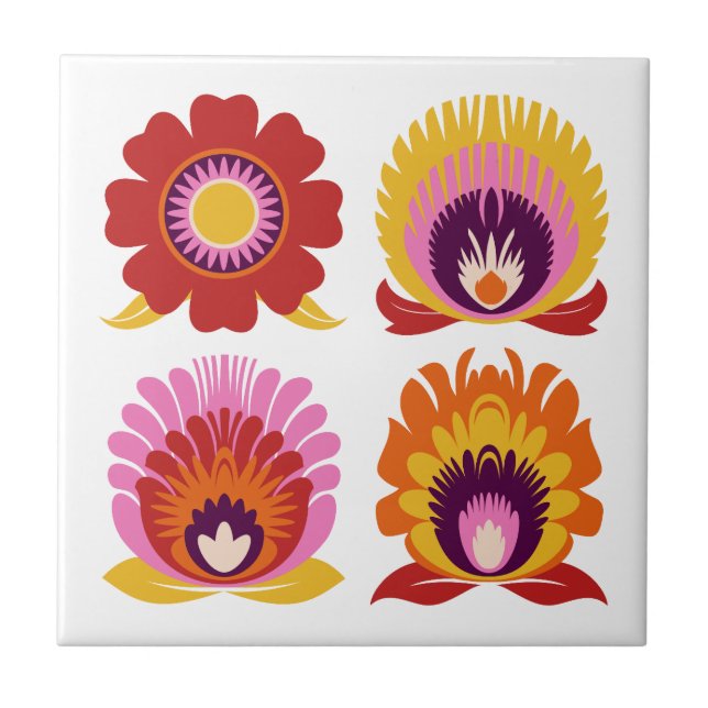 Blume Polnischer Folklore Fliese (Vorderseite)