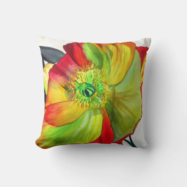 Blume Poppy Art Kissen (Vorderseite)