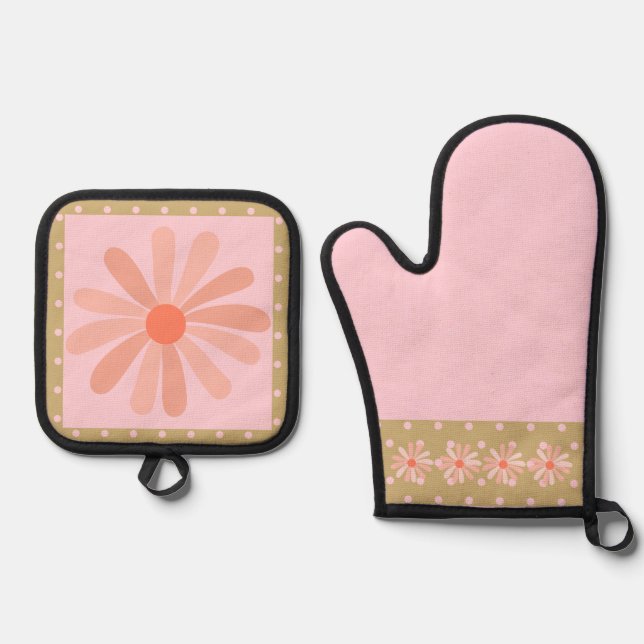 ‚Blume Pot‘ Ofenhandschuh & Topflappen-Set (Vorderseite)