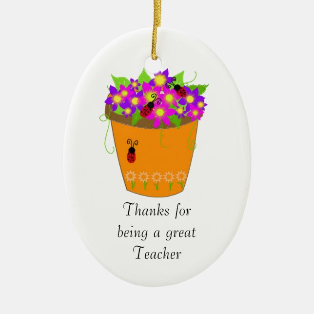 Blume Pot Teacher Danke Keramikornament (Vorne)