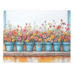 Blume Pots Illustration Pastellfarbe Zeichnend Notizblock