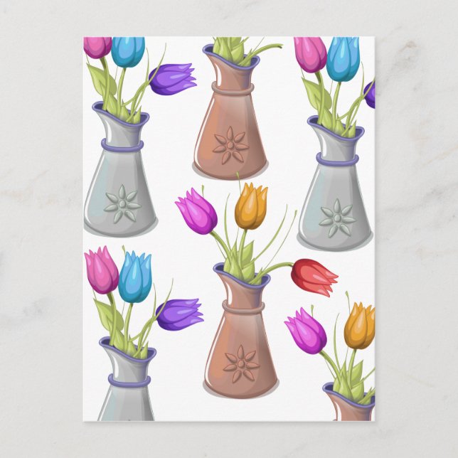 Blume-Pots-Muster Postkarte (Vorderseite)