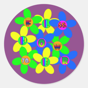 Blume Power 60er-70er 2 Runder Aufkleber