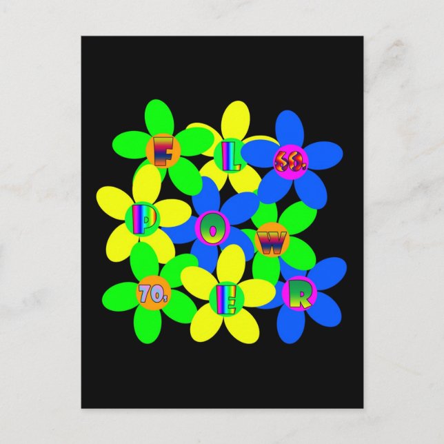 Blume Power 60er-70er Postkarte (Vorderseite)