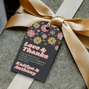 Blume Power 70er Retro Groovy Hochzeit Geschenkanhänger