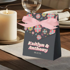 Blume Power 70er Retro Groovy Hochzeit Geschenkschachtel