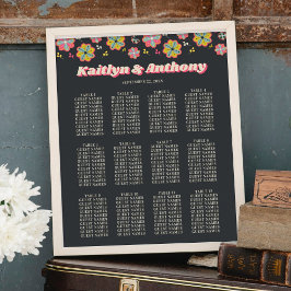 Blume Power 70er Retro Groovy Hochzeitssitze Poster