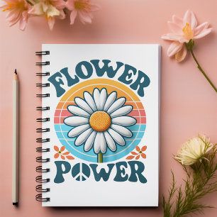 Blume Power Blau anpassbarer Name Notizbuch