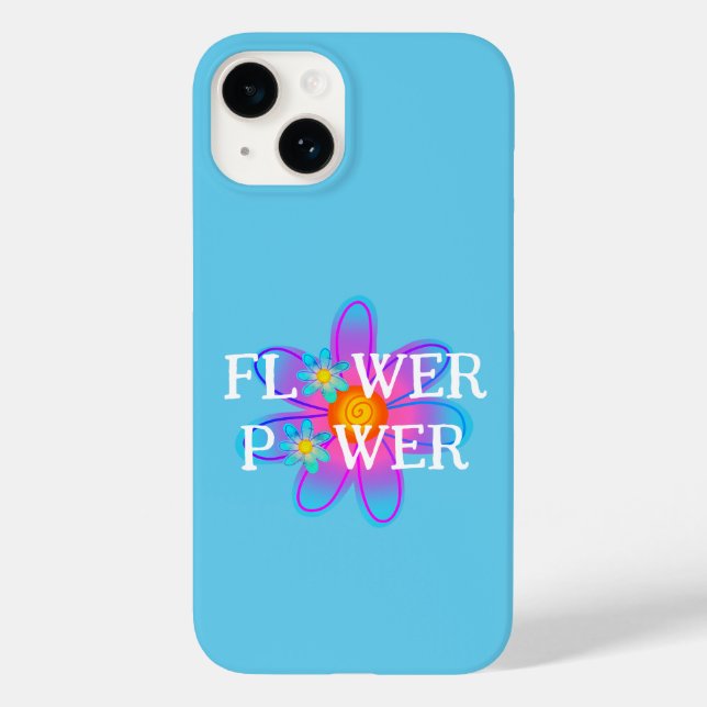 Blume Power Blue Case-Mate iPhone Fall 14 Hülle (Rückseite)