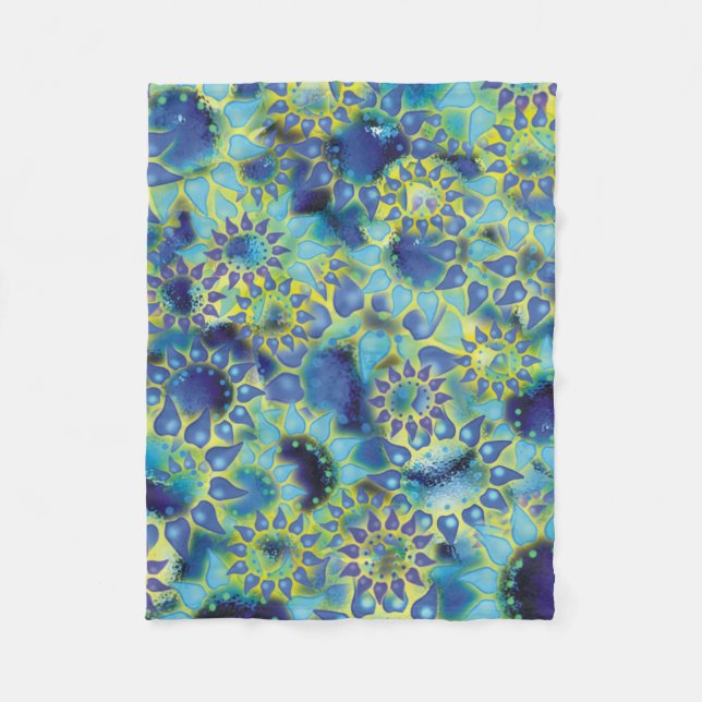 Blume Power Blue Petalled Blume Fleecedecke (Vorderseite)