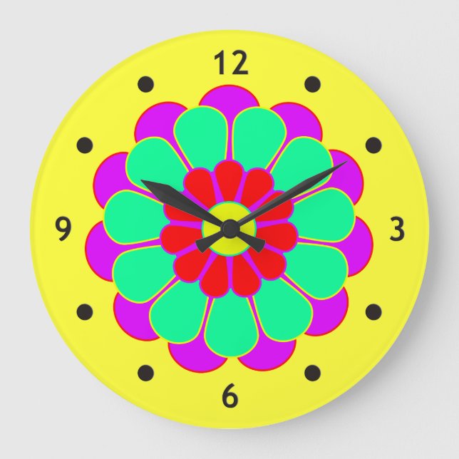 Blume Power Blume I Große Wanduhr (Vorderseite)