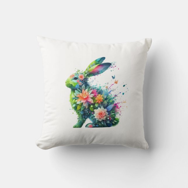 Blume Power Bunny Rabbit Kissen (Vorderseite)