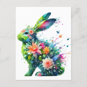 Blume Power Bunny Rabbit Postkarte