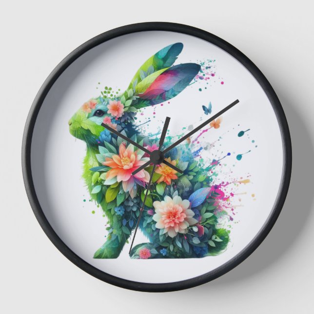 Blume Power Bunny Rabbit Uhr (Vorderseite)