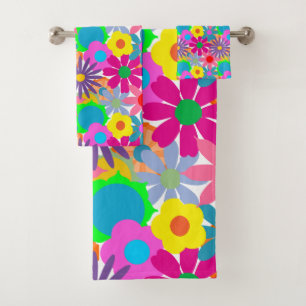 Blume Power der 1970er Jahre Badhandtuch Set