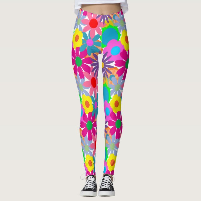 Blume Power der 1970er Jahre Leggings (Vorderseite)