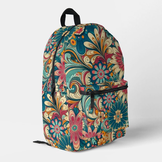 Blume Power Design-Backpack Bedruckter Rucksack (Rückseitige Ecke links)