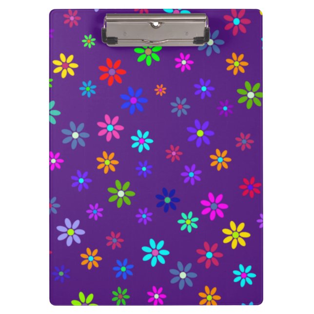 Blume Power Dusche - farbiges Muster 1 Klemmbrett (Vorderseite)