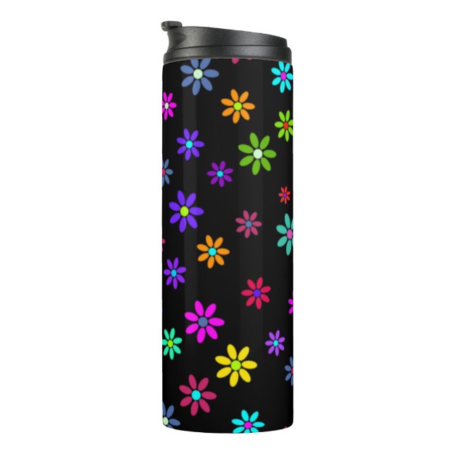 Blume Power Dusche - farbiges Muster 1 Thermosbecher (Nach rechts gedreht)