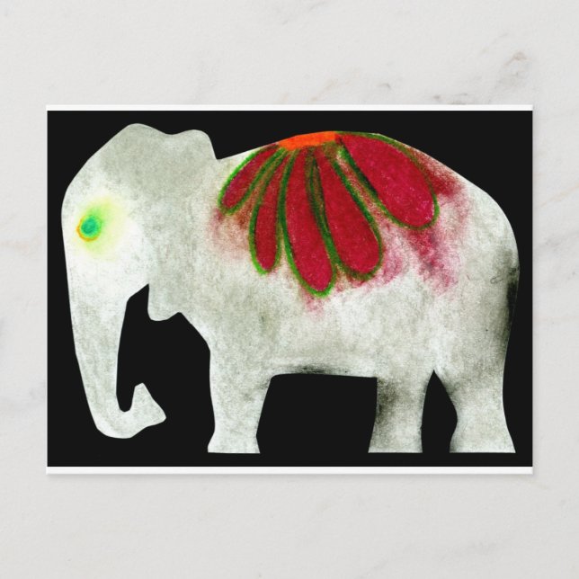 Blume Power Elephant Postkarte (Vorderseite)