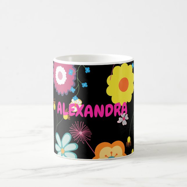 Blume Power farbenfroh rosa Kaffeetasse (Mittel)