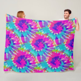 Blume Power - Farblich spiralfarbenes Batik-Muster Fleecedecke