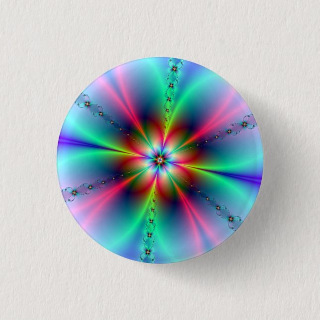Blume Power Fraktal Button (Vorderseite)
