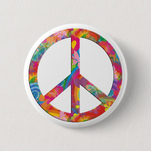Blume Power Frieden Button