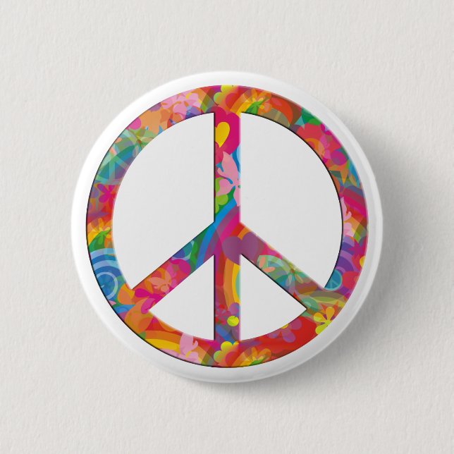 Blume Power Frieden Button (Vorderseite)